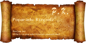 Poparadu Kincső névjegykártya